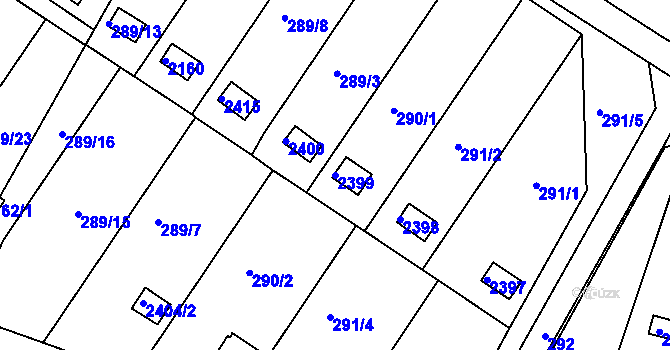 Parcela st. 2399 v KÚ Chropyně, Katastrální mapa