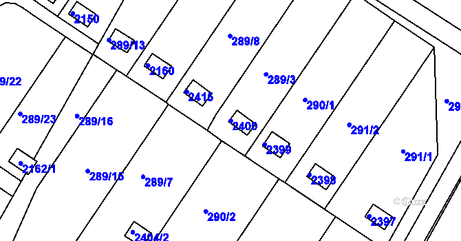 Parcela st. 2400 v KÚ Chropyně, Katastrální mapa
