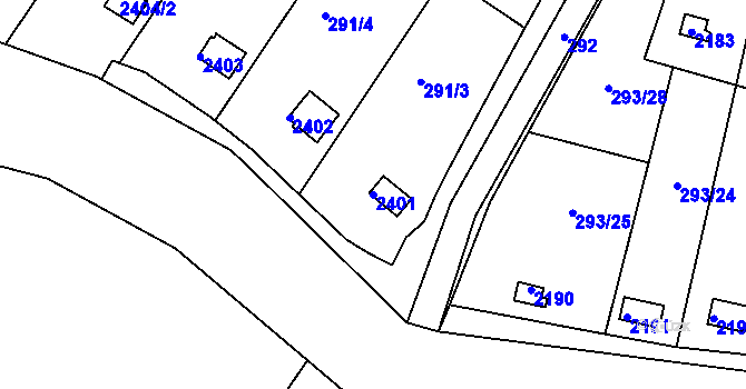 Parcela st. 2401 v KÚ Chropyně, Katastrální mapa