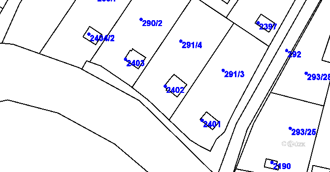 Parcela st. 2402 v KÚ Chropyně, Katastrální mapa