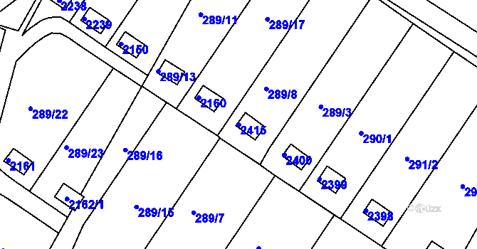 Parcela st. 2415 v KÚ Chropyně, Katastrální mapa