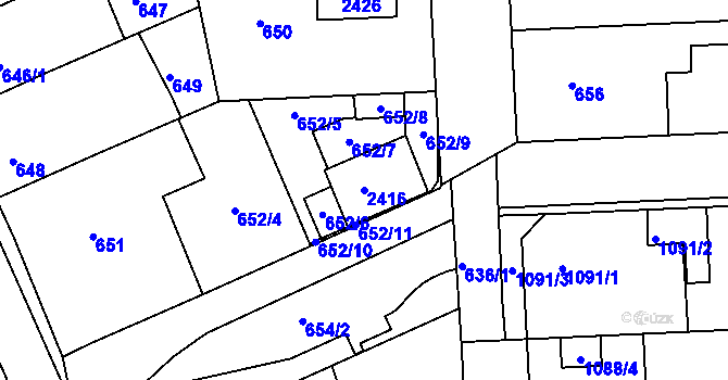 Parcela st. 2416 v KÚ Chropyně, Katastrální mapa