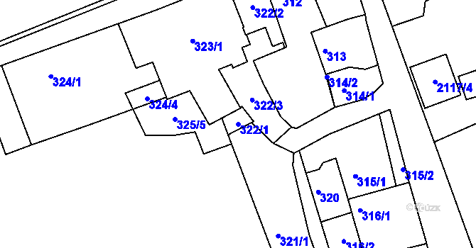 Parcela st. 322/1 v KÚ Chropyně, Katastrální mapa