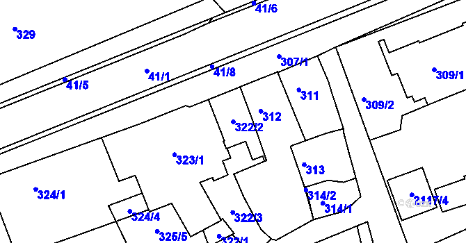 Parcela st. 322/2 v KÚ Chropyně, Katastrální mapa