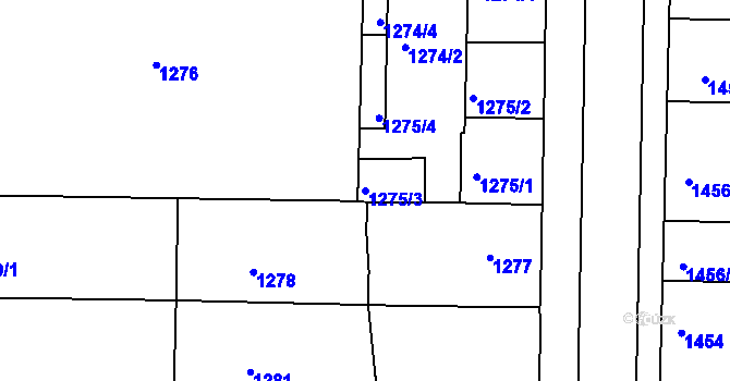 Parcela st. 1275/3 v KÚ Chropyně, Katastrální mapa