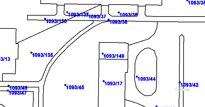 Parcela st. 1093/148 v KÚ Chropyně, Katastrální mapa