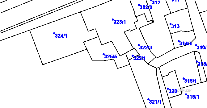 Parcela st. 325/5 v KÚ Chropyně, Katastrální mapa