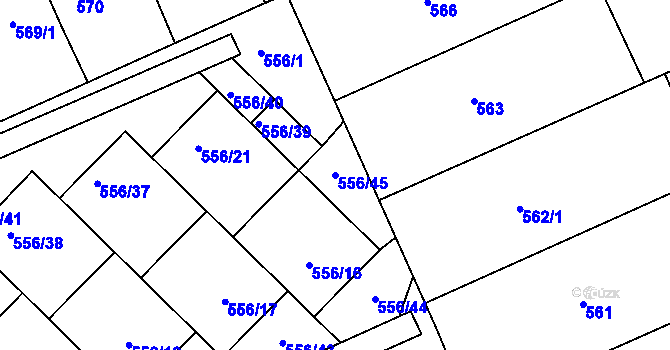 Parcela st. 556/45 v KÚ Chropyně, Katastrální mapa