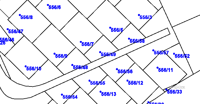 Parcela st. 556/49 v KÚ Chropyně, Katastrální mapa
