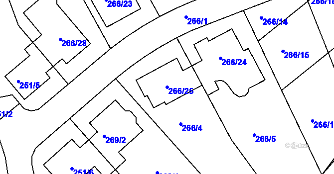 Parcela st. 266/25 v KÚ Chropyně, Katastrální mapa