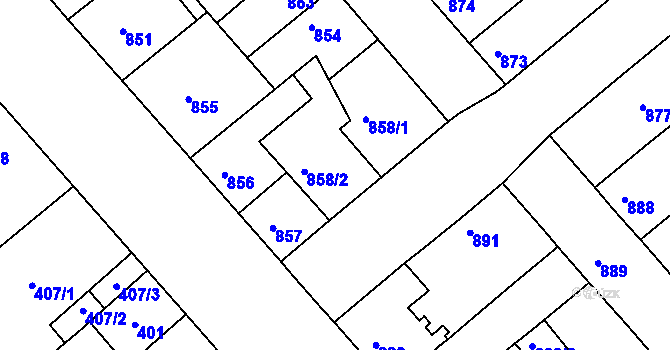 Parcela st. 858/3 v KÚ Chropyně, Katastrální mapa