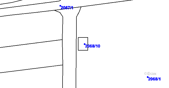 Parcela st. 2068/10 v KÚ Chropyně, Katastrální mapa
