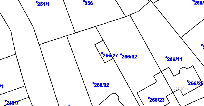 Parcela st. 266/27 v KÚ Chropyně, Katastrální mapa