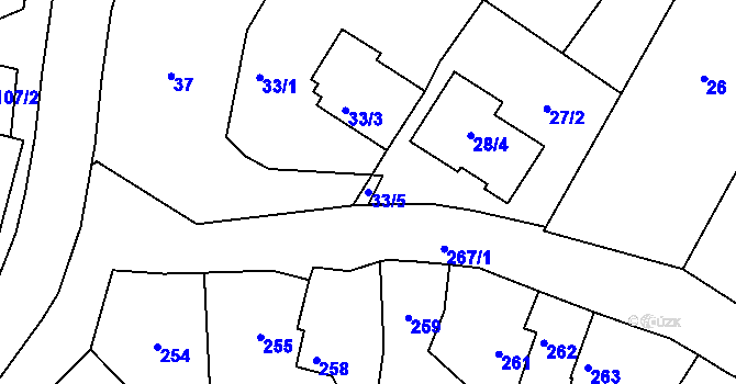 Parcela st. 33/5 v KÚ Chropyně, Katastrální mapa
