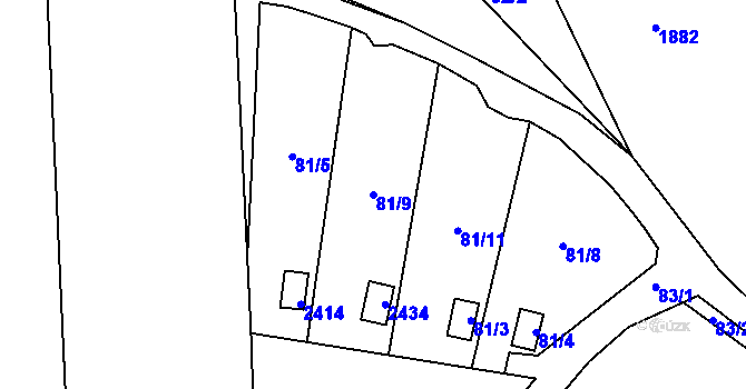 Parcela st. 81/9 v KÚ Chropyně, Katastrální mapa