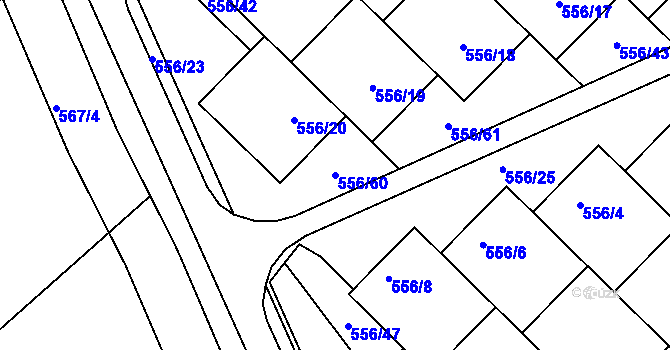 Parcela st. 556/60 v KÚ Chropyně, Katastrální mapa