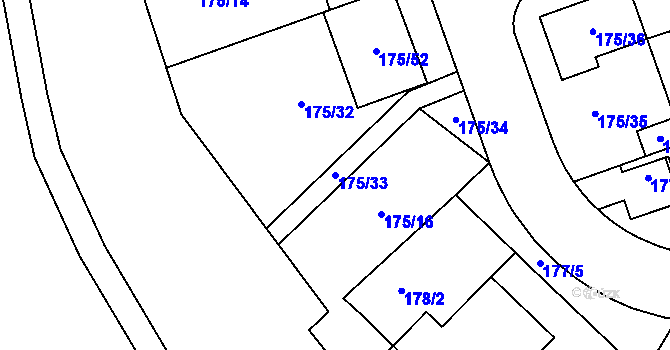 Parcela st. 175/33 v KÚ Chropyně, Katastrální mapa