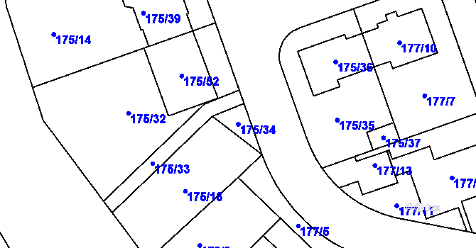 Parcela st. 175/34 v KÚ Chropyně, Katastrální mapa