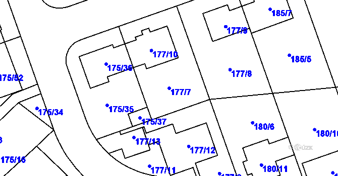 Parcela st. 177/7 v KÚ Chropyně, Katastrální mapa