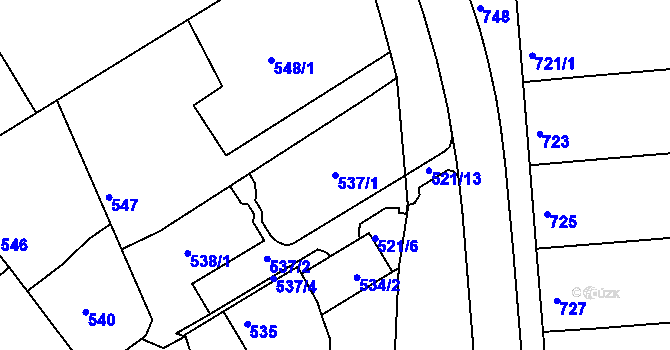Parcela st. 537/1 v KÚ Chropyně, Katastrální mapa