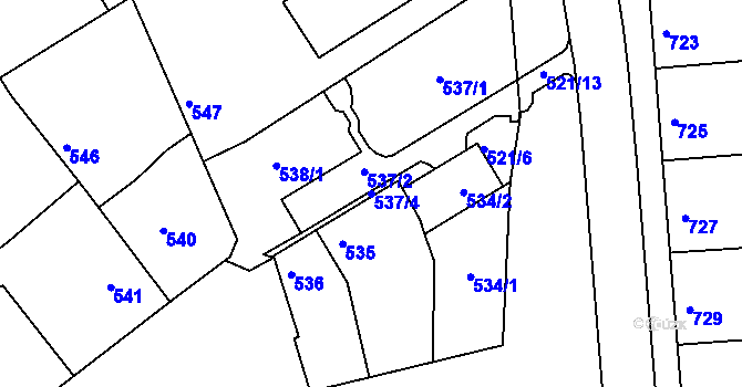 Parcela st. 537/4 v KÚ Chropyně, Katastrální mapa