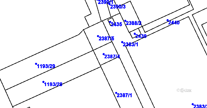 Parcela st. 2387/4 v KÚ Chropyně, Katastrální mapa