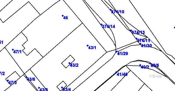 Parcela st. 43/1 v KÚ Chropyně, Katastrální mapa