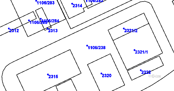 Parcela st. 1106/238 v KÚ Chropyně, Katastrální mapa