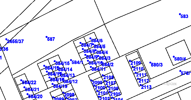 Parcela st. 584/4 v KÚ Chropyně, Katastrální mapa