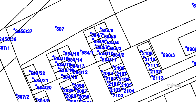 Parcela st. 584/10 v KÚ Chropyně, Katastrální mapa