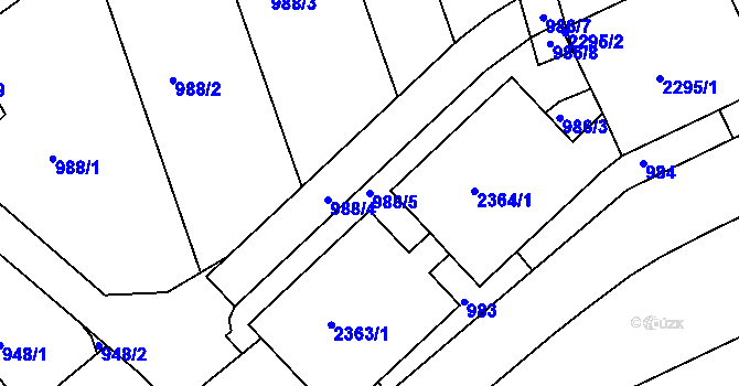 Parcela st. 988/5 v KÚ Chropyně, Katastrální mapa