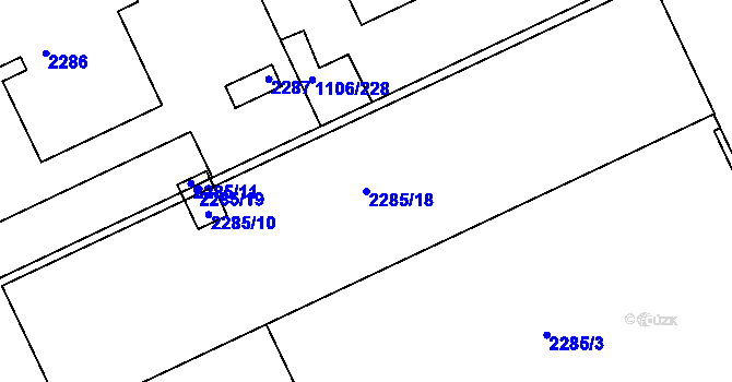 Parcela st. 2285/18 v KÚ Chropyně, Katastrální mapa