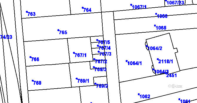 Parcela st. 767/3 v KÚ Chropyně, Katastrální mapa