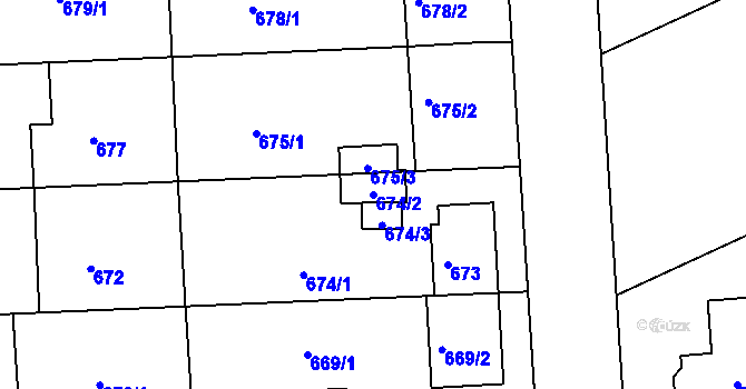 Parcela st. 674/2 v KÚ Chropyně, Katastrální mapa
