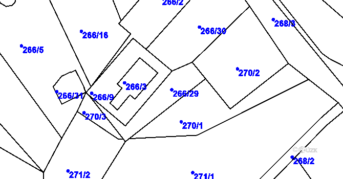 Parcela st. 266/29 v KÚ Chropyně, Katastrální mapa