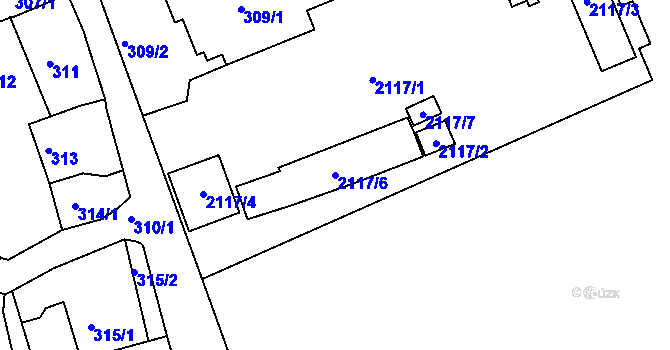 Parcela st. 2117/6 v KÚ Chropyně, Katastrální mapa