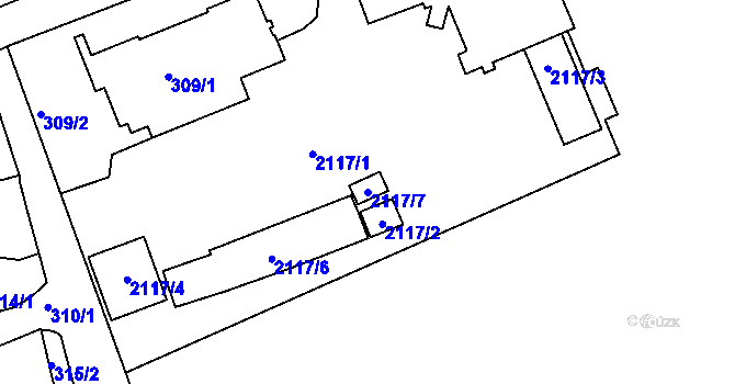 Parcela st. 2117/7 v KÚ Chropyně, Katastrální mapa