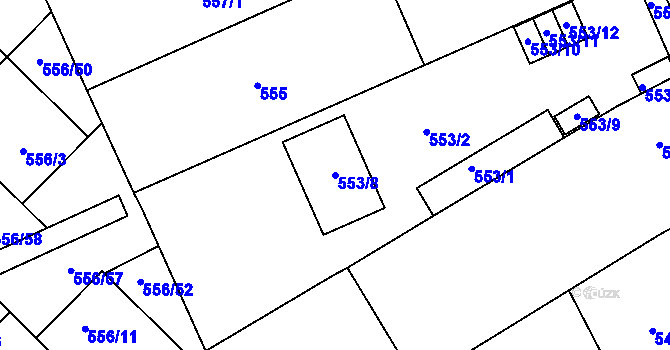 Parcela st. 553/8 v KÚ Chropyně, Katastrální mapa