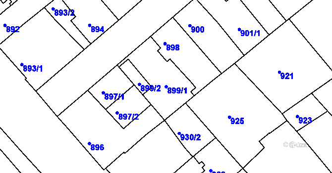 Parcela st. 899/1 v KÚ Chropyně, Katastrální mapa