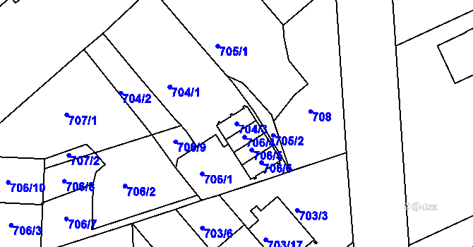 Parcela st. 704/3 v KÚ Chropyně, Katastrální mapa