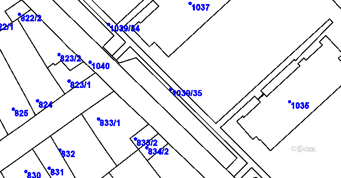 Parcela st. 1039/35 v KÚ Chropyně, Katastrální mapa