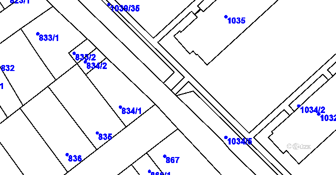 Parcela st. 1039/38 v KÚ Chropyně, Katastrální mapa