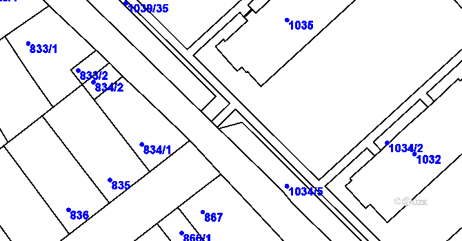 Parcela st. 1039/41 v KÚ Chropyně, Katastrální mapa