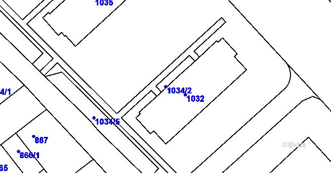 Parcela st. 1034/2 v KÚ Chropyně, Katastrální mapa
