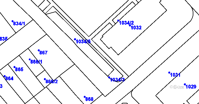 Parcela st. 1034/4 v KÚ Chropyně, Katastrální mapa