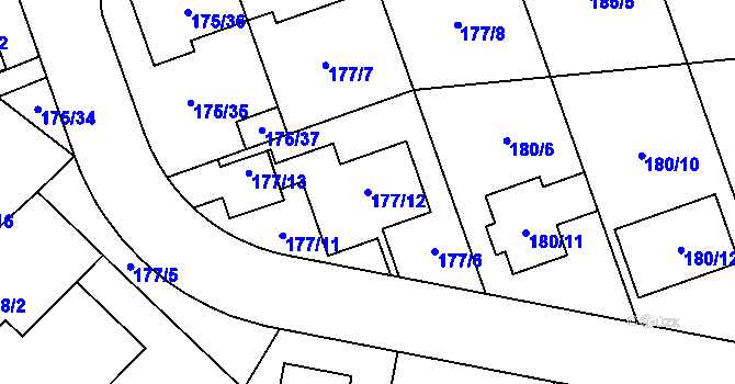 Parcela st. 177/12 v KÚ Chropyně, Katastrální mapa