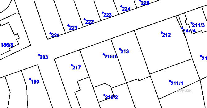 Parcela st. 216/1 v KÚ Chropyně, Katastrální mapa