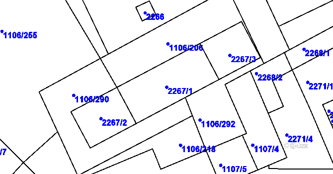 Parcela st. 2267/1 v KÚ Chropyně, Katastrální mapa