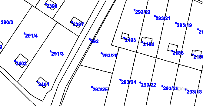 Parcela st. 293/28 v KÚ Chropyně, Katastrální mapa