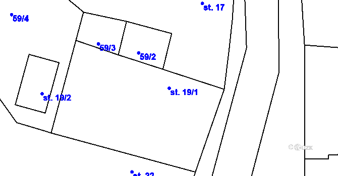 Parcela st. 19/1 v KÚ Chroustov, Katastrální mapa